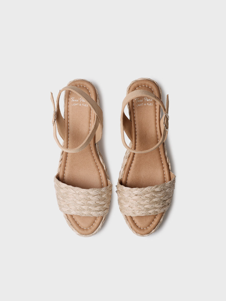 Women's wedge sandals in braided jute | CALM