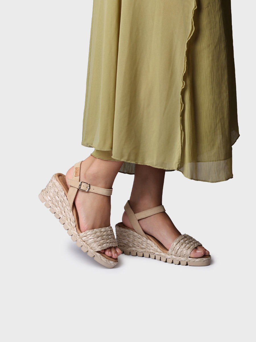 Women's wedge sandals in braided jute | CALM