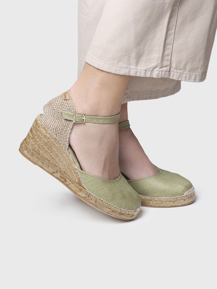 Jute wedge espadrille with buckle | CALDES