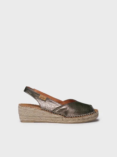 Women's leather peep-toe espadrille wedge | BERNIA-P
