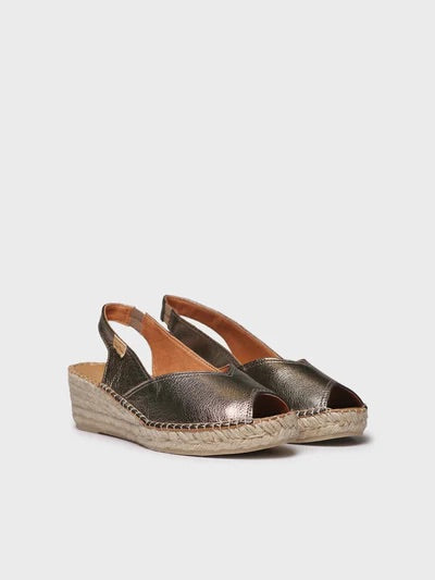 Women's leather peep-toe espadrille wedge | BERNIA-P