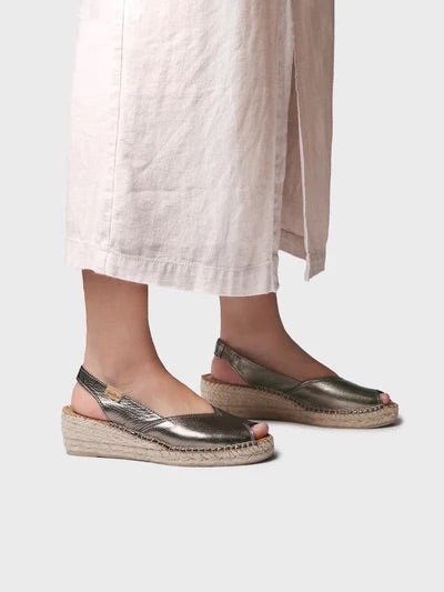 Women's leather peep-toe espadrille wedge | BERNIA-P