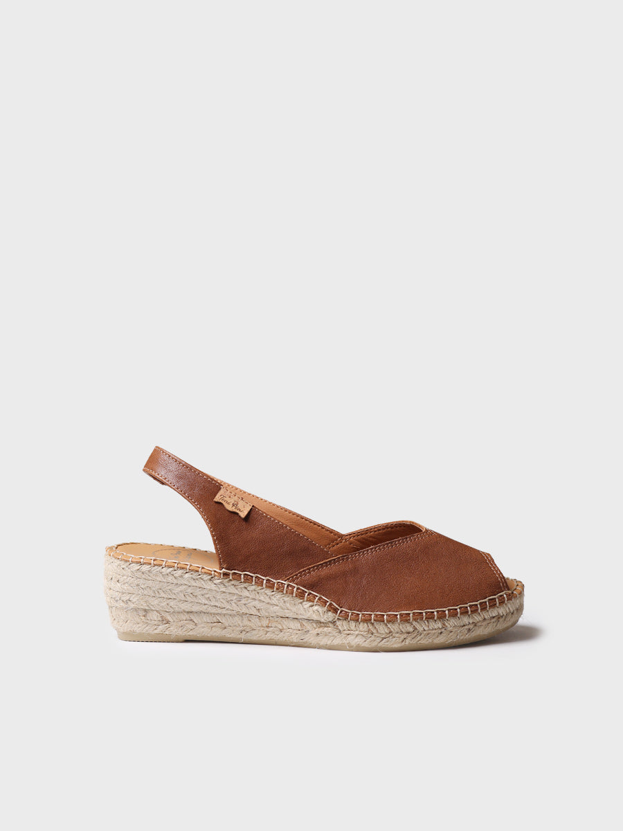 Women's leather peep-toe espadrille wedge | BERNIA-P
