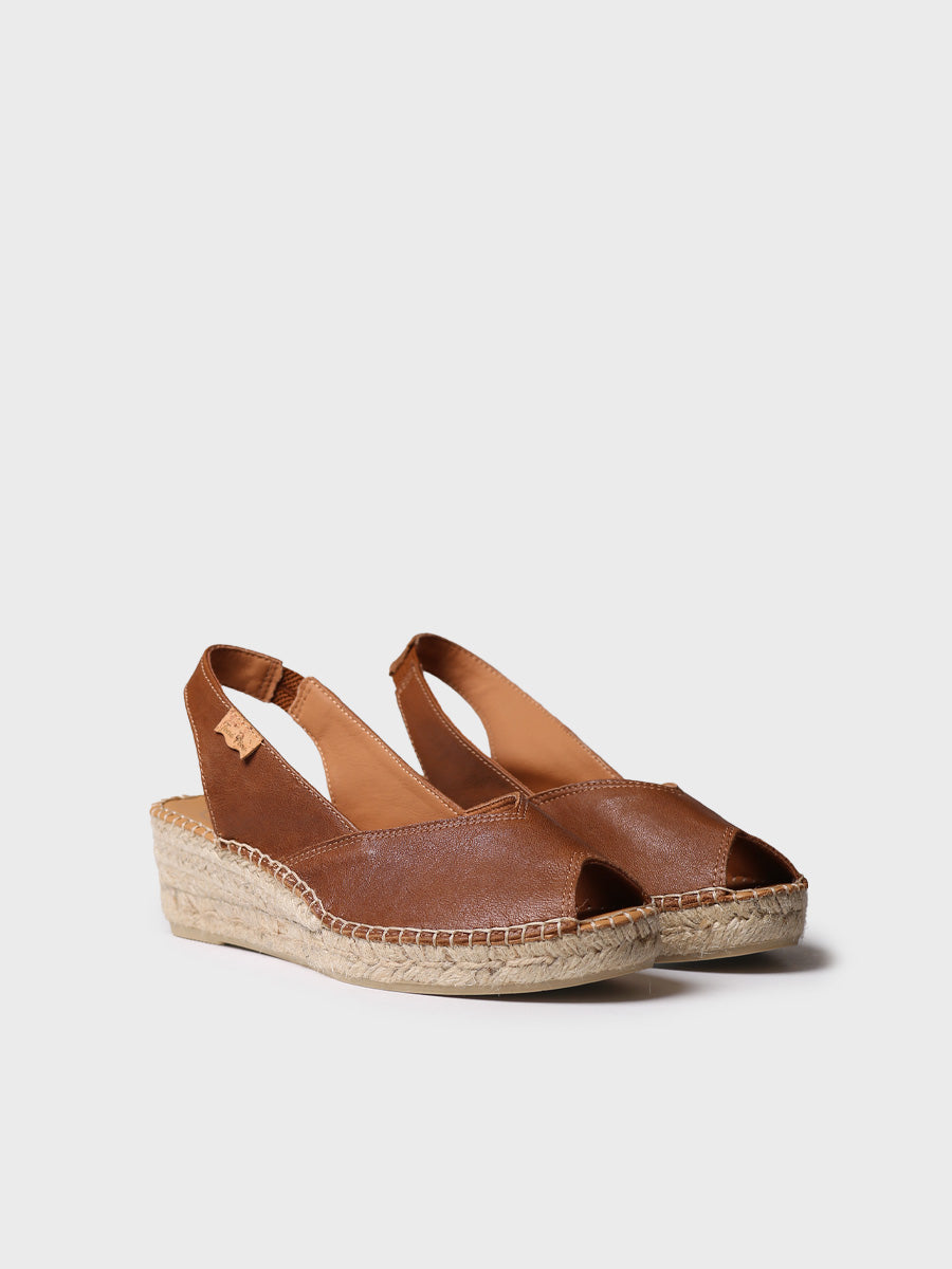 Women's leather peep-toe espadrille wedge | BERNIA-P