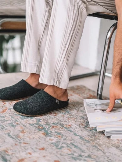 Men's clog-style house slipper in recycled felt | NEO-FR