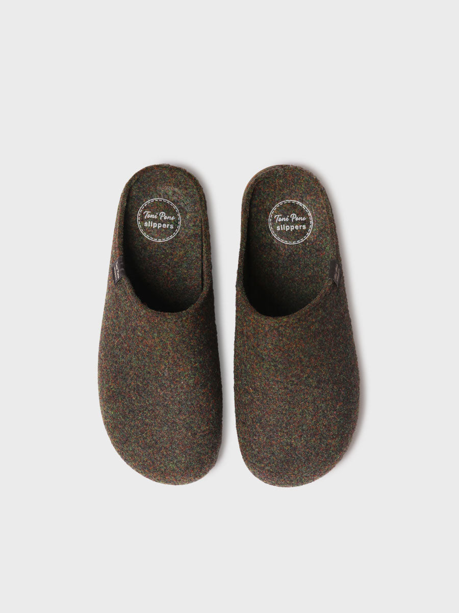 Men's clog-style house slipper in recycled felt | NEO-FR