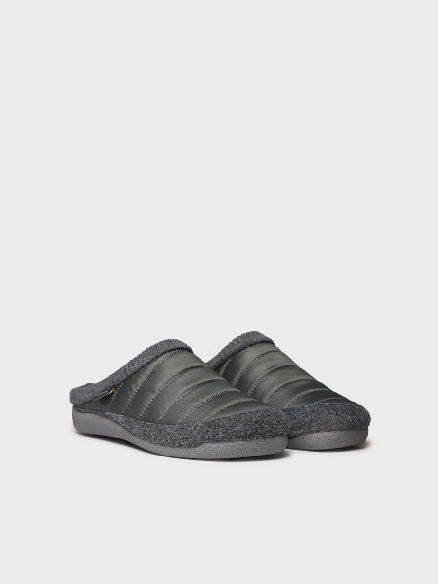 Men's slipper in a clog style, made of padded fabric and felt | NIX-TK