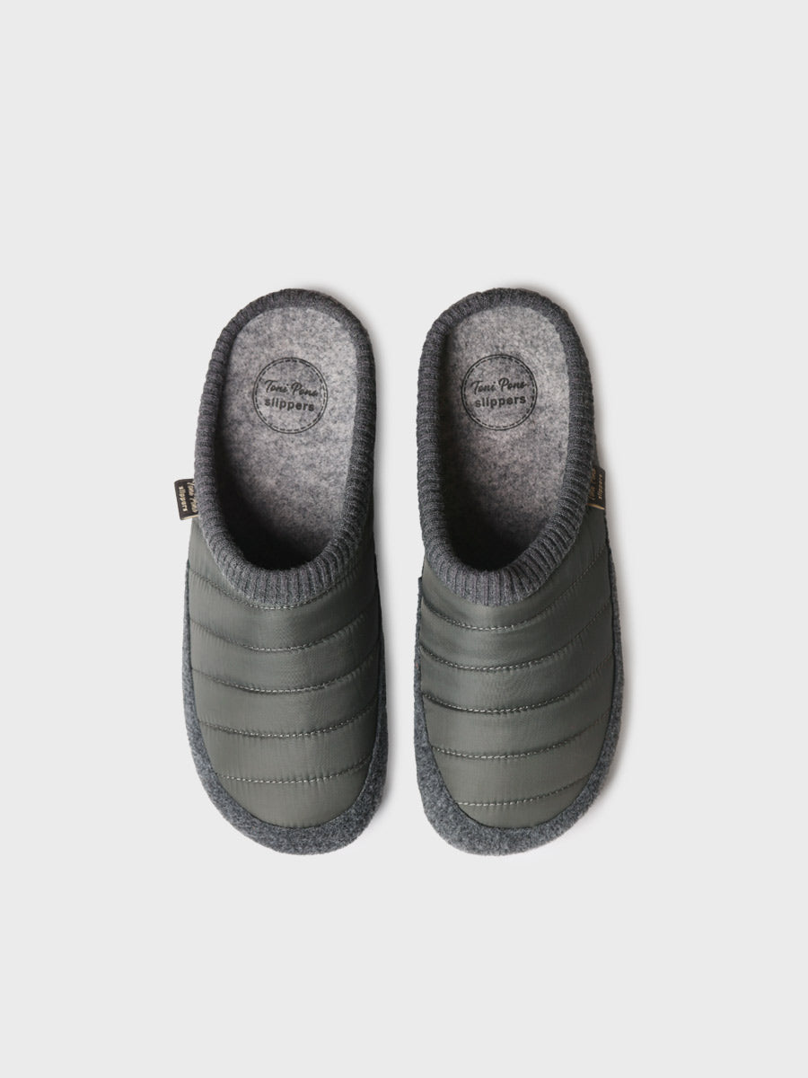 Men's slipper in a clog style, made of padded fabric and felt | NIX-TK