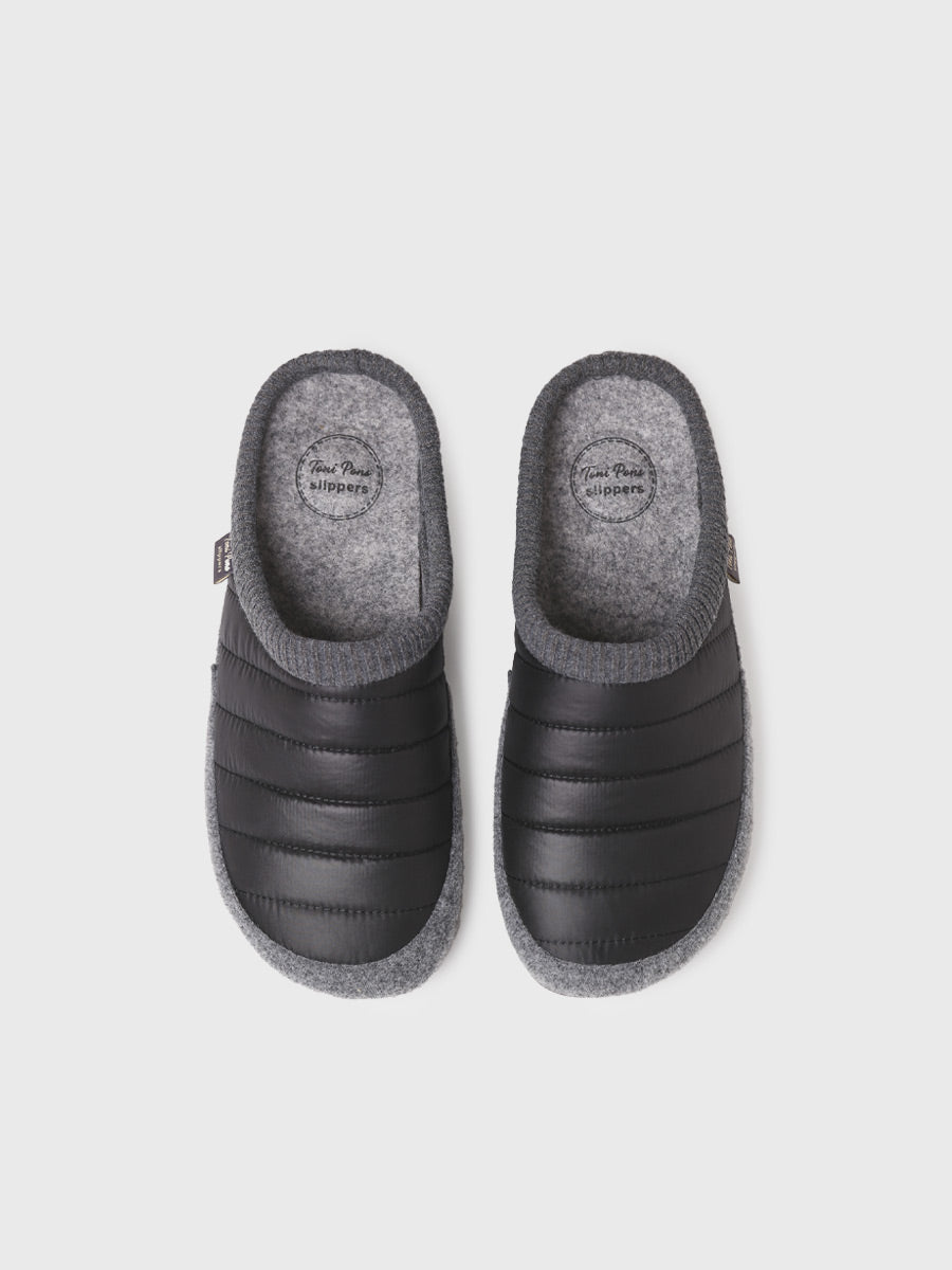 Men's slipper in a clog style, made of padded fabric and felt | NIX-TK