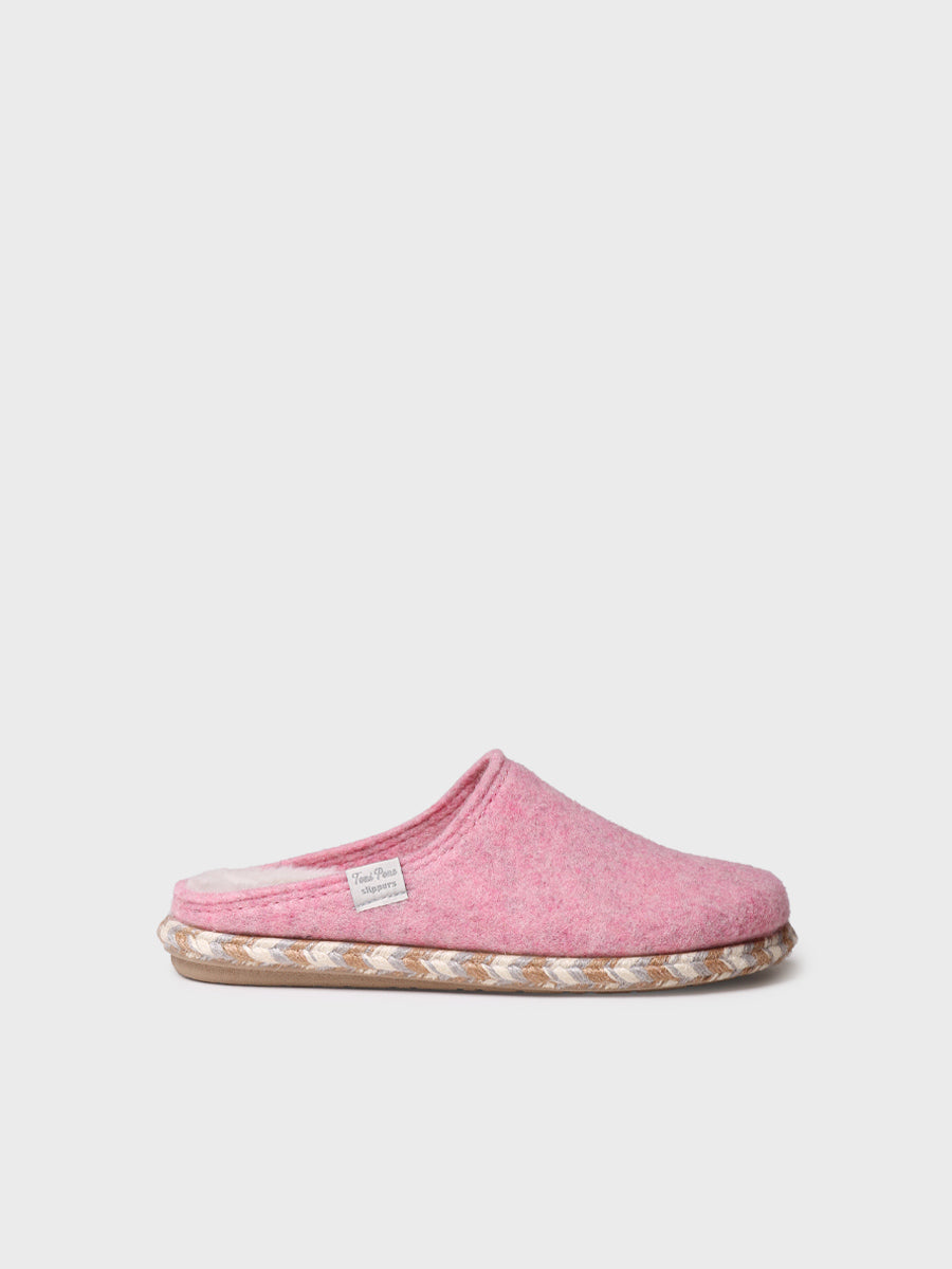 Women's slippers in felt in Pink - DELI-FP-PINK