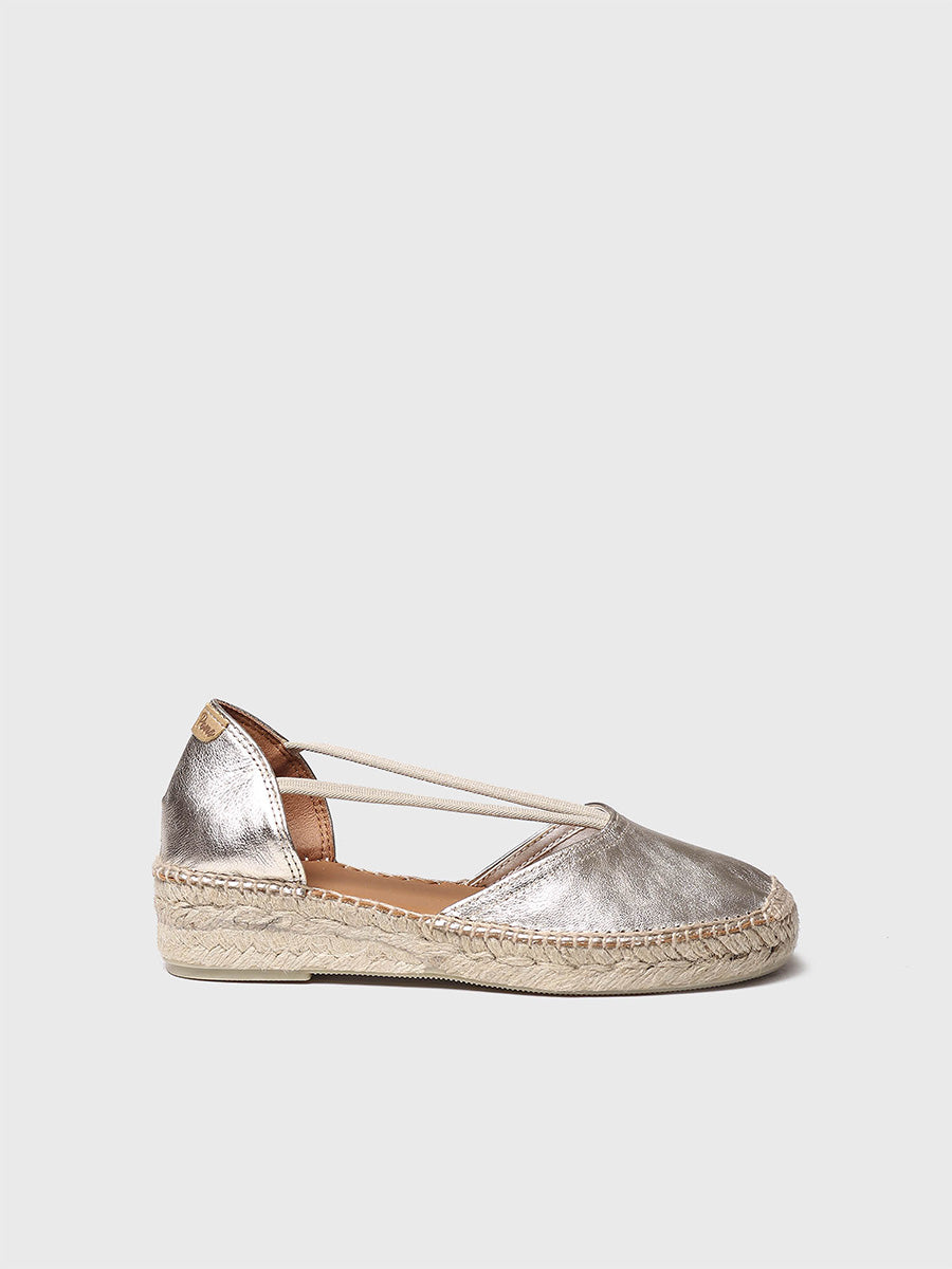 Women's suede espadrilles with straps - ERLA-P-PLATINUM