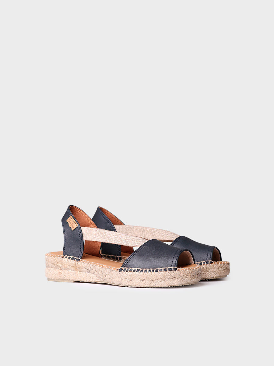 Flat leather sandal with elastics - ETNA