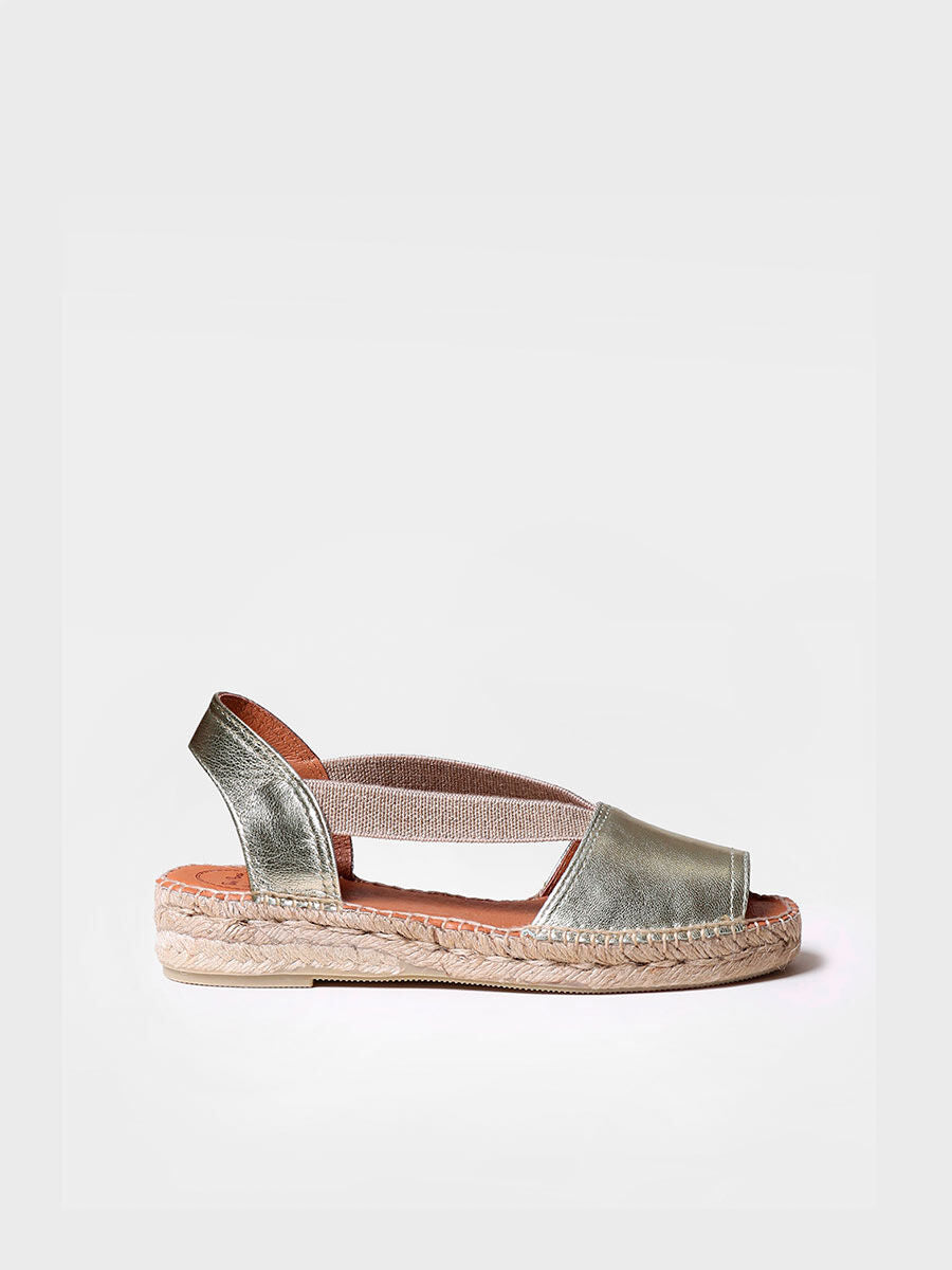 Flat leather sandal with elastics - ETNA-PLATINUM