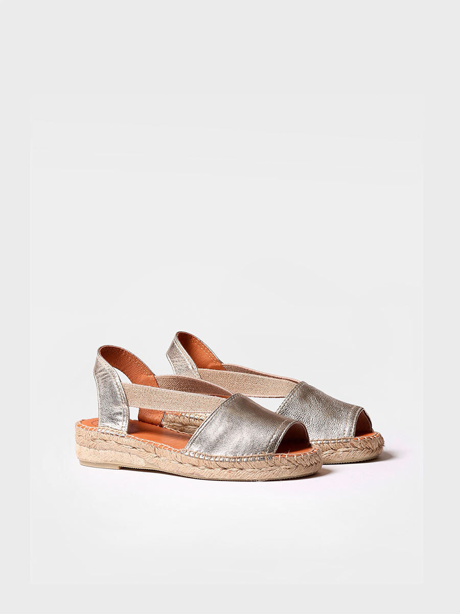 Flat leather sandal with elastics - ETNA-PLATINUM