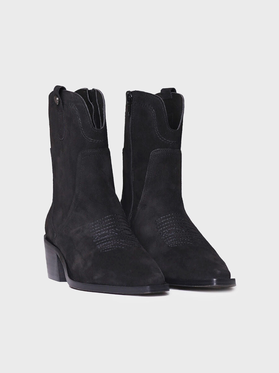 Women's Ankle boot in Suede in Black - IRENE-SY-BLACK