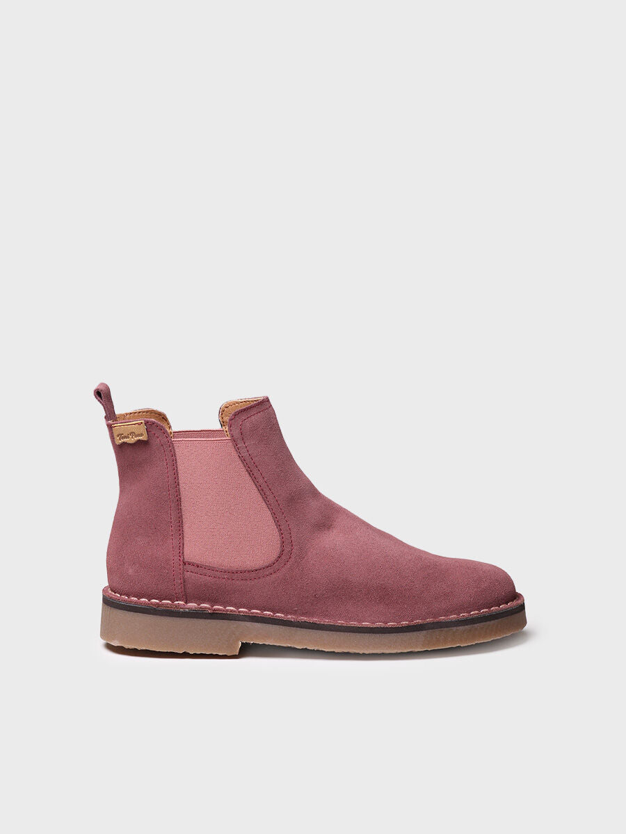 Women's Ankle boot in Suede in Burgundy - ISA-SY