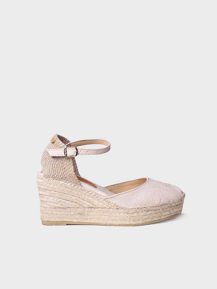 Women's linen wedge espadrilles - LAIA-NT-STONE