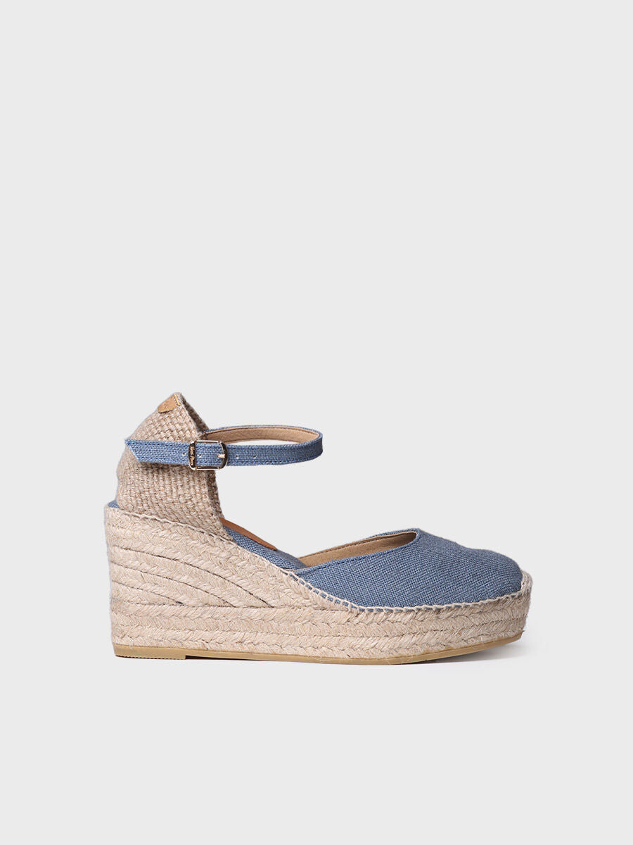 Women's linen wedge espadrilles - LAIA-NT-JEANS