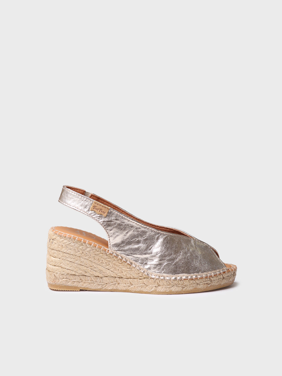 Wedge espadrilles peep toe style - LAILA-P-PLATINUM