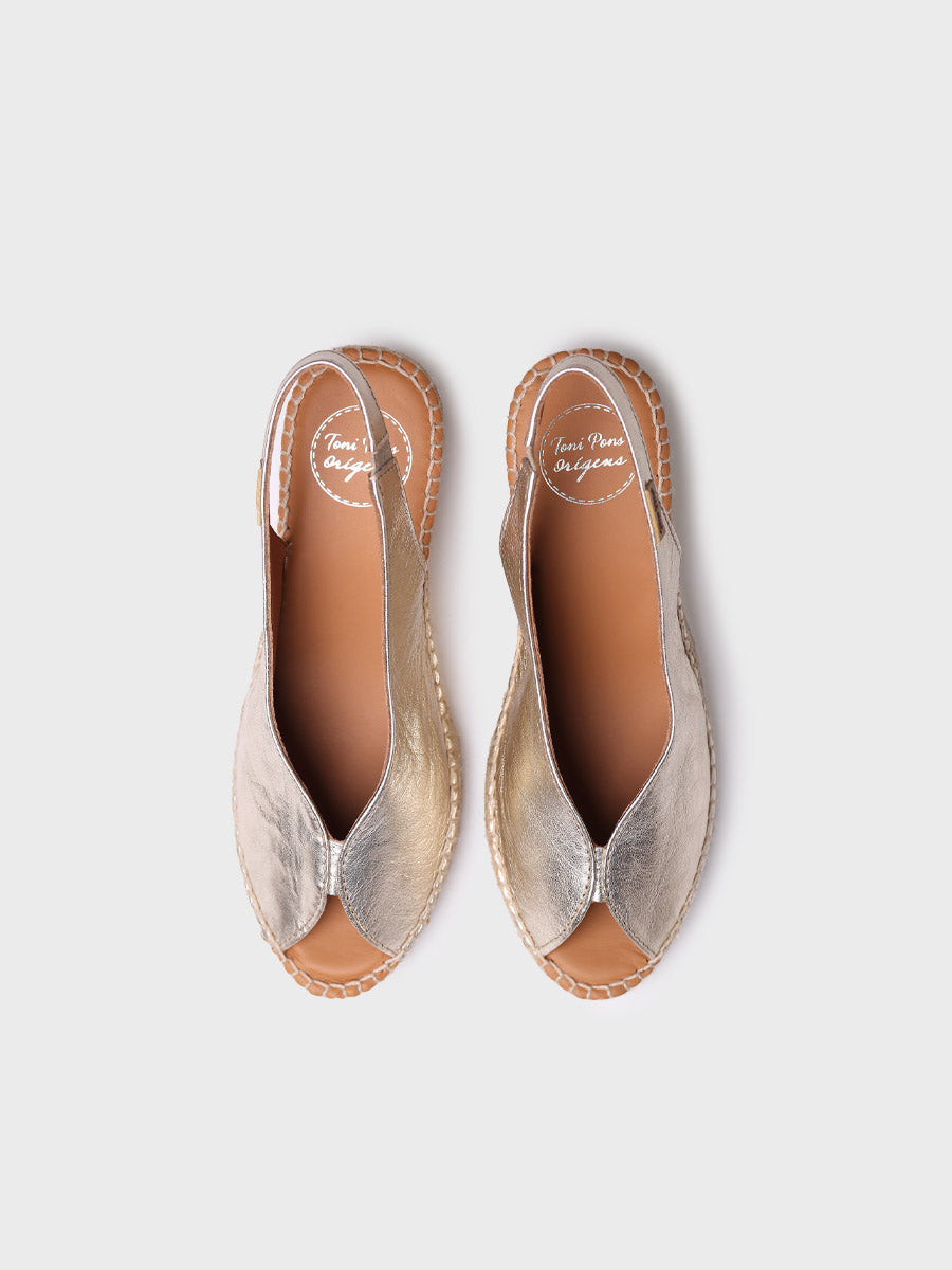 Wedge espadrilles peep toe style - LAILA-P-PLATINUM