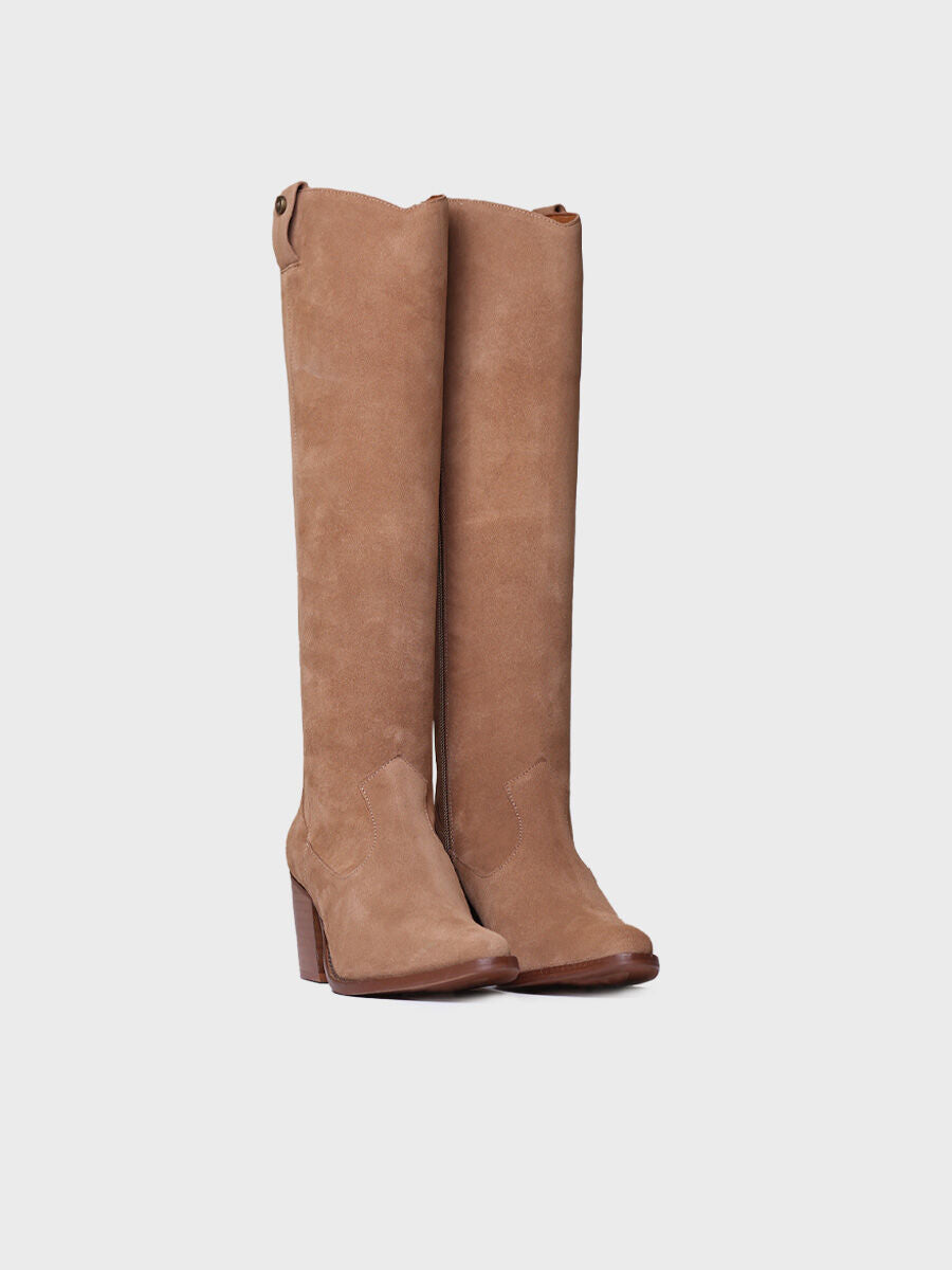 Women's High Boot in Suede in Coffee - LYNN-SY