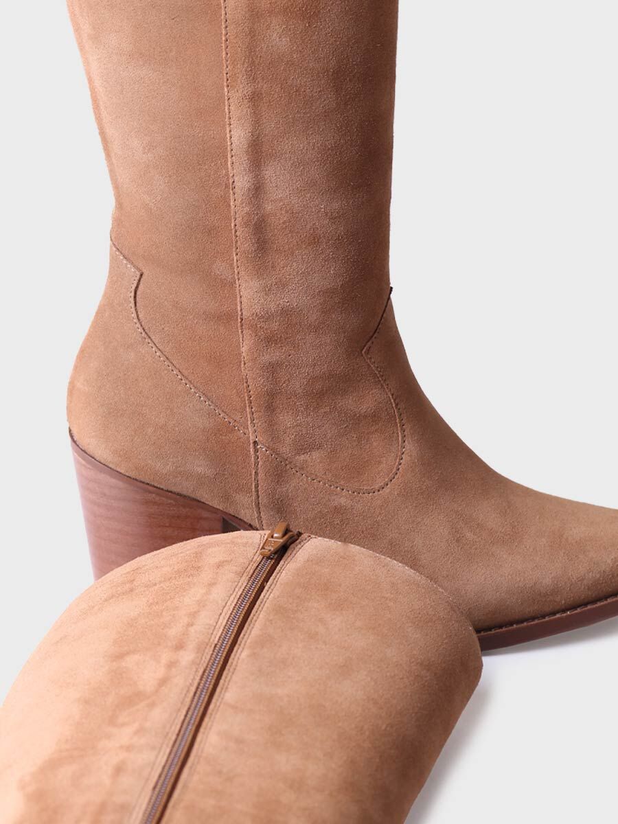 Women's High Boot in Suede in Coffee - LYNN-SY