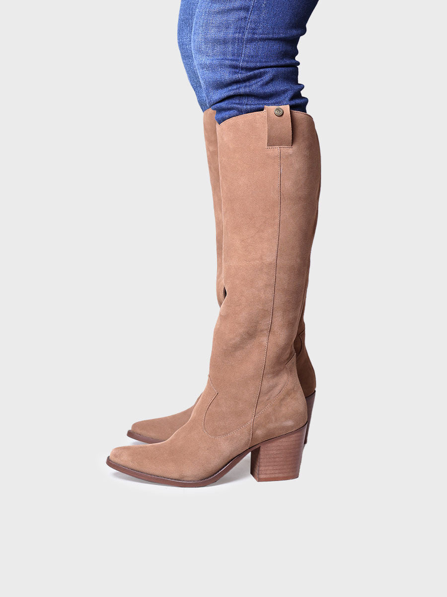 Women's High Boot in Suede in Coffee - LYNN-SY