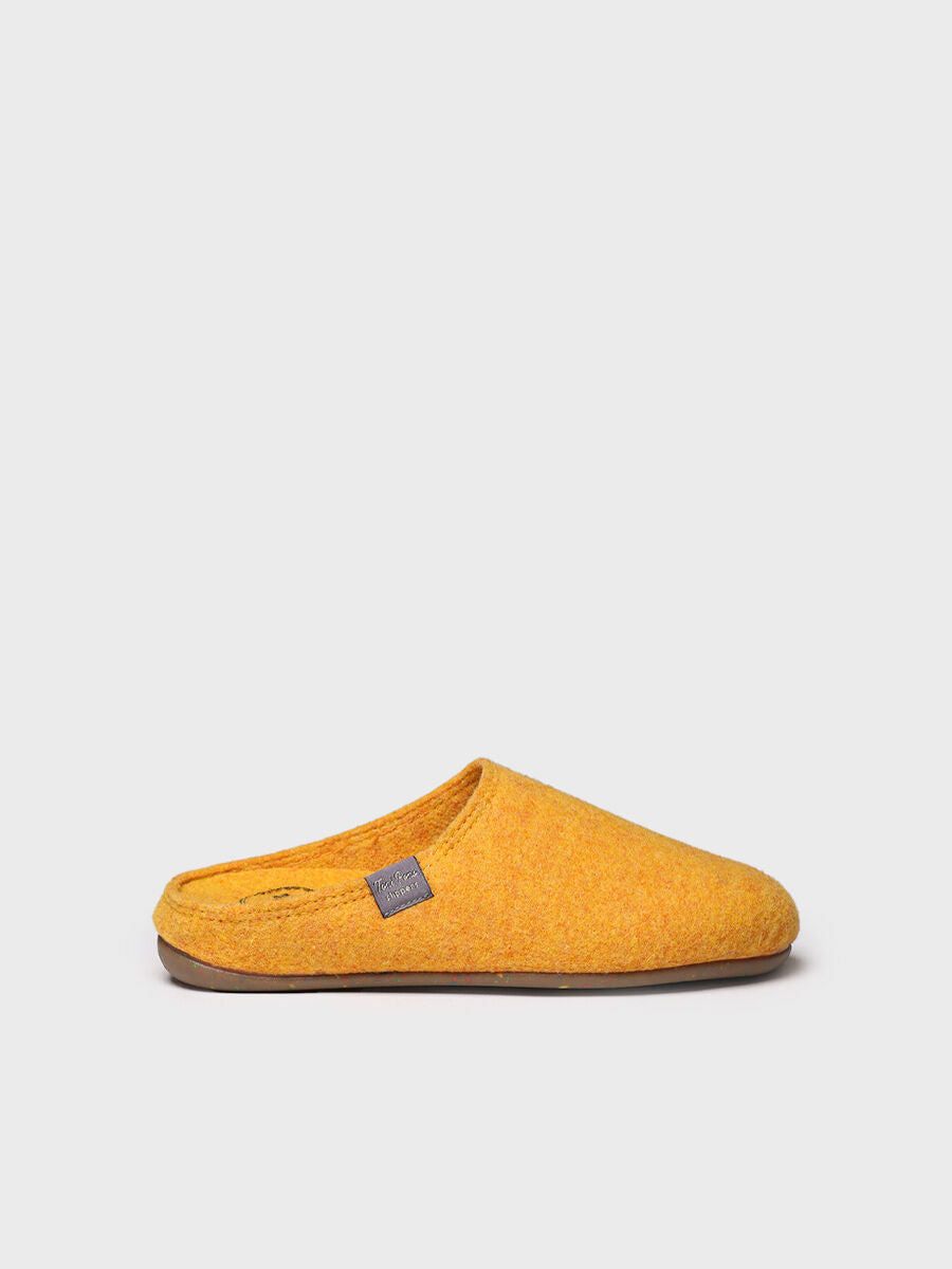 Women's clog-style slipper made from recycled felt in Yellow - MONA-FR-YELLOW