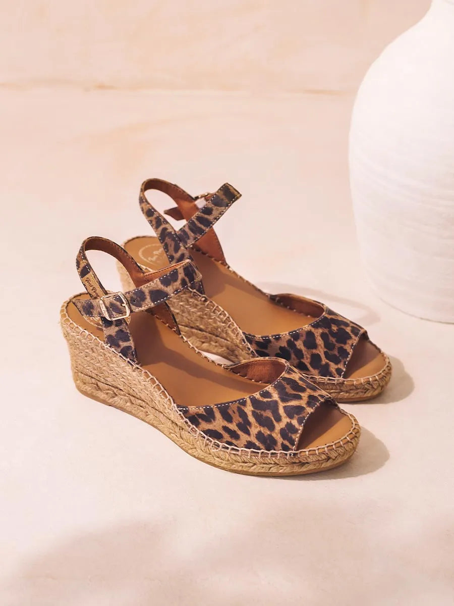 Women's wedge espadrilles in leather - SIA-P