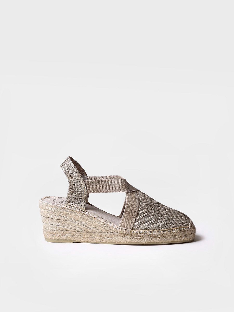 Women's shiny vegan espadrilles - TRITON-PLATINUM