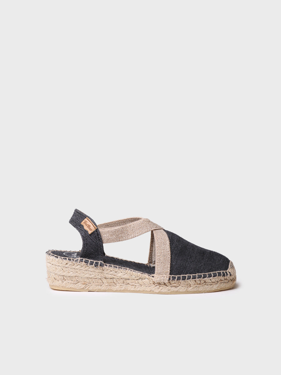 Women's flat vegan espadrilles in cotton fabric - VERDI-V-BLACK