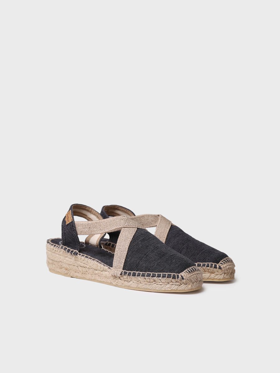 Women's flat vegan espadrilles in cotton fabric - VERDI-V-BLACK